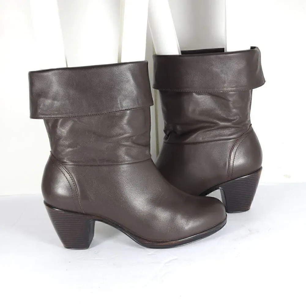 Dansko Women’s Bobbi US6-6,5 EU 37 Brown Leather Roll Down Slouch Boots